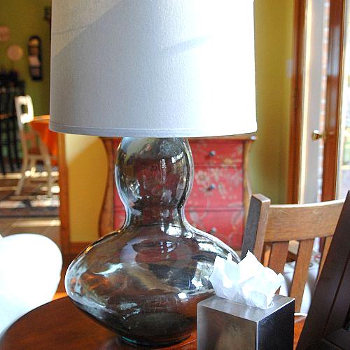 diy glass lamp from goodwill vase, lighting, Goodwill vase Walmart shade lamp kit high dollar copycat glass lamp