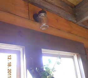 this was a 5 outdoor light i substituted the glass cover with a mason jar, home decor, lighting, mason jars