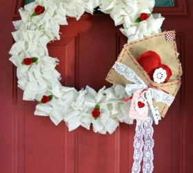 easy to make ruffled burlap valentine s wreath, crafts, seasonal holiday decor, valentines day ideas, wreaths, ruffled burlap Valentine s wreath