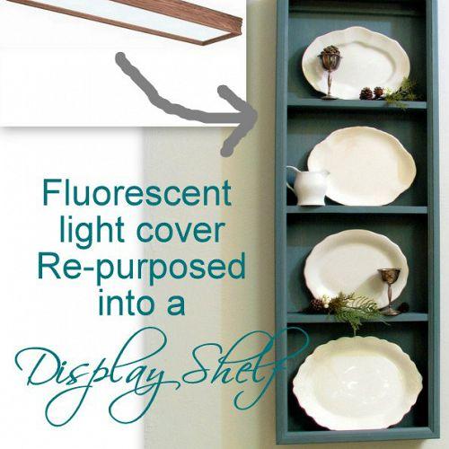 repurpose a fluorescent light into a display shelf, repurposing upcycling