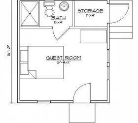 custom guest cottage, home improvement, The cottage floor plan The storage area can also be open to the interior for a kitchenette