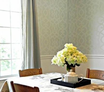 diy stencil projects, The Mad in Crafts blog enhanced this dining room with high end style using our Chez Sheik Moroccan stencil