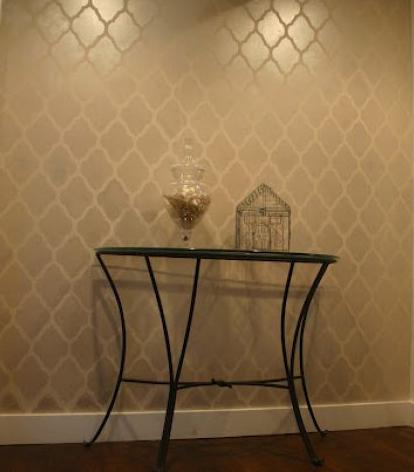 diy stencil projects, This grand foyer was painted by the no 29 blog using our Large Marrakesh Trellis stencil