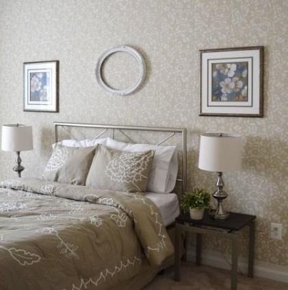diy stencil projects, What s Ur Home Story created this soft and serene bedroom with our Skylar s Lace Allover stencil