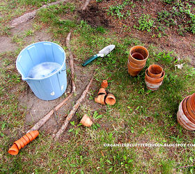 making a terra cotta pot flower bed edging, flowers, gardening, perennials, I cleaned up the pots with a little with hot soapy water I never use bleach as I love them weathered and with salt deposits