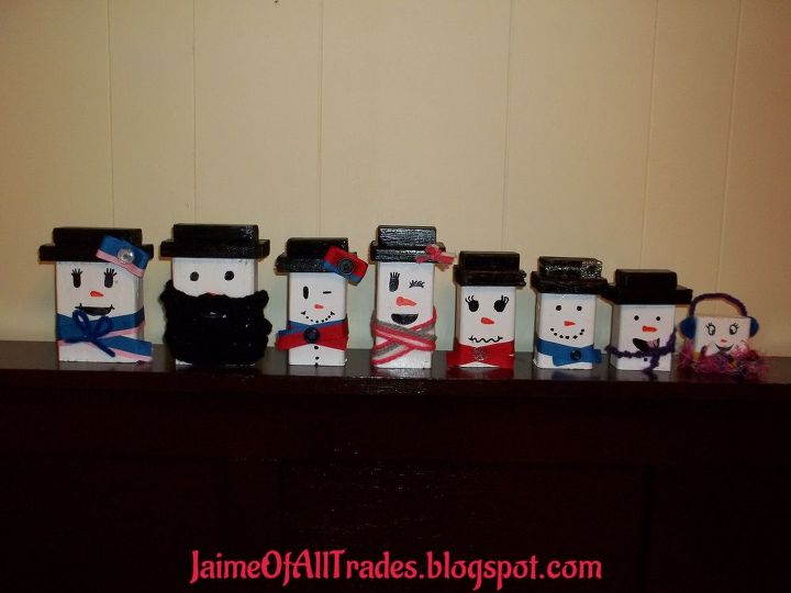 diy wooden snowmen made from wood scraps, christmas decorations, crafts, seasonal holiday decor, woodworking projects