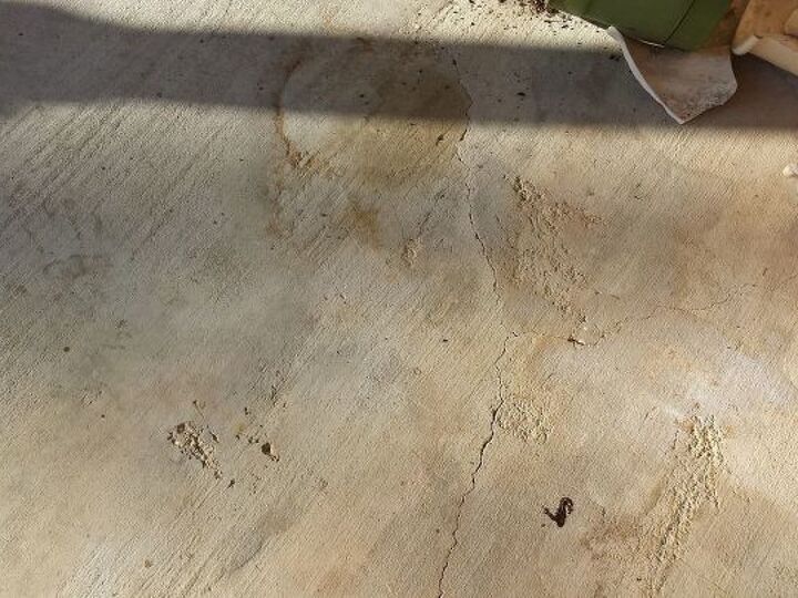 q make ugly porch floor look better, diy, flooring, home maintenance repairs, how to, painting, porches, This is just a stain on back porch