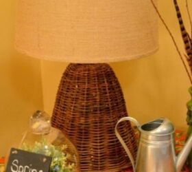 how to turn a wicker cloche into a lamp, lighting, repurposing upcycling, Completed lamp