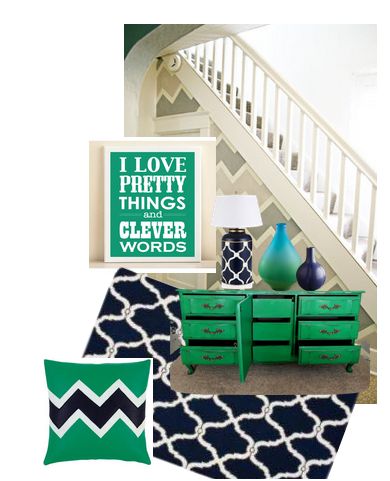 fun accent wall and decorating ideas, foyer, home decor, paint colors, painting, wall decor, navy and emerald accents