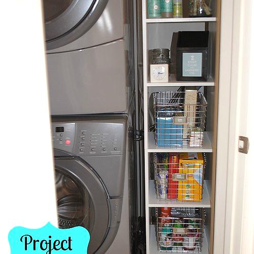 laundry room, cleaning tips, laundry rooms, shelving ideas, storage ideas, Organized cubbies hold laundry and cleaning supplies