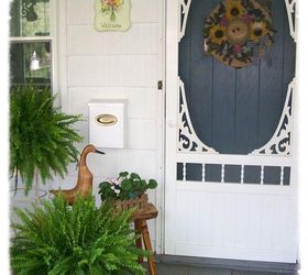 come sit a spell, gardening, outdoor furniture, outdoor living, porches, Late April porch 2012 with our vintage look screen door from Home Depot