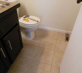 grouted vinyl tile, bathroom ideas, flooring, tile flooring, tiling, The room has a completely new feel to it and the tile looks just like ceramic in person Another plus about this tile is that it is not as cold as ceramic tile