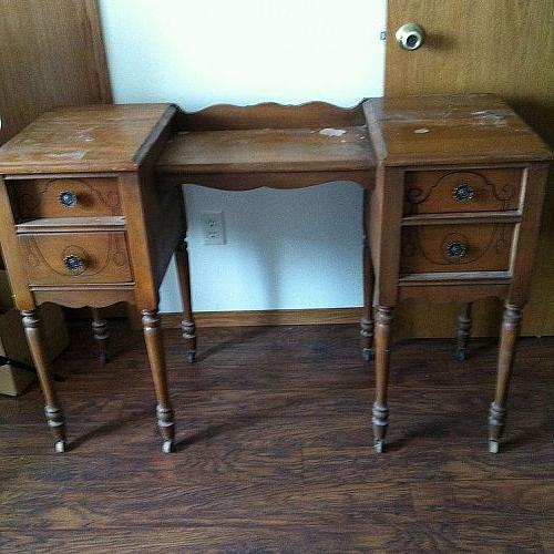 grey vintage desk makeover, painted furniture, Before
