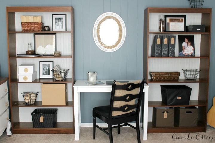 farmhouse chic office makeover, chalk paint, chalkboard paint, crafts, home office, painted furniture