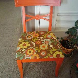 painting and upholstery a chaif, painted furniture, Finished Product inwhich I named Orange Blossom