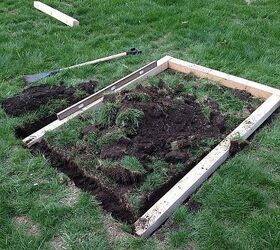 diy raised garden, diy, gardening, raised garden beds, woodworking projects, After tracing the walls we dug out where the walls were going to be for a foundation