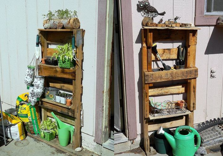 upcycled pallet garden shelves, diy, gardening, pallet projects, repurposing upcycling, Upcycled Pallet Garden Shelves