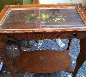 how chalkpaint transformed a vintage table, painted furniture, Before photo