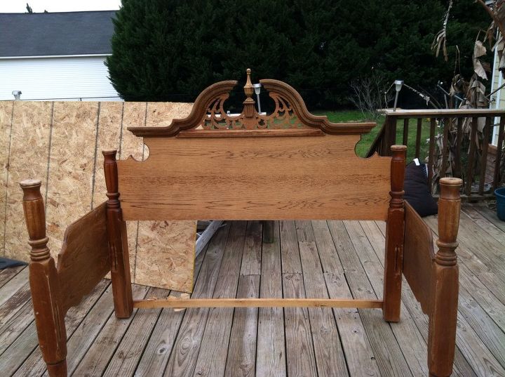 An Outdoor Bench Made From An Old Queen Bed Frame Hometalk