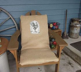 adding interest to uninteresting outdoor cushions, outdoor furniture, outdoor living, painted furniture, repurposing upcycling, I wrapped the old cushions in burlap and wrapped them like a present I used safety pins to secure the burlap
