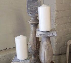 balustrade candle holders, crafts, repurposing upcycling, With a little sanding and a final coat of wax to protect it and give them some shine the balustrades now make for a rustic candleholder set