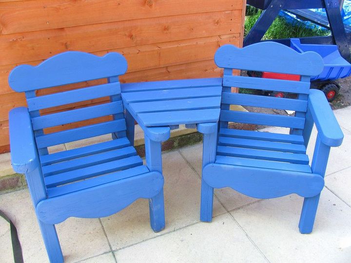 broken garden chair renovation, painted furniture, All done