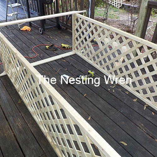 deck trellis, decks, outdoor living, 5 Top pieces are 1x4 Used a Frisbee as a template