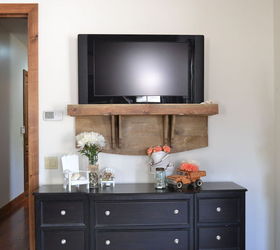 how s your tv hanging we added a shelf now ours looks better, diy, shelving ideas, woodworking projects, After