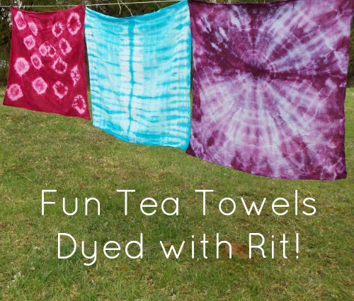 fun tea towels dyed with rit, crafts, how to
