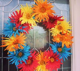 dollar store front porch maintenance free flower wreath, crafts, flowers, how to, wreaths