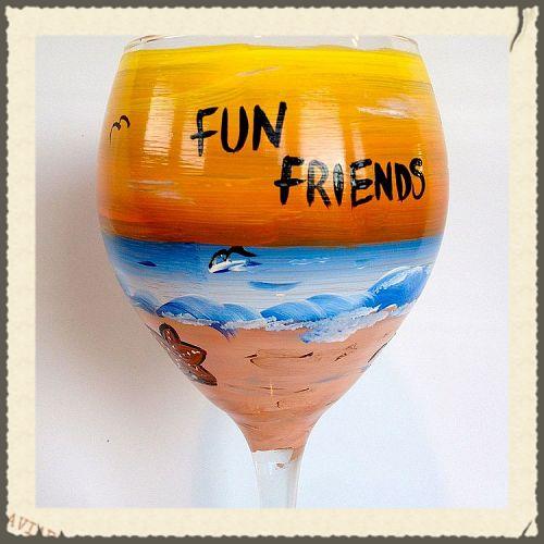 what could be better than a glass of wine in a pretty glass, crafts, Sunset on the Beach Beautiful vibrant orange and yellow sunset with waves and sand and star fish Saying on the front can be your name or beach house