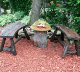 tic tac toe garden table, tic tac toe table and curved cedar benches
