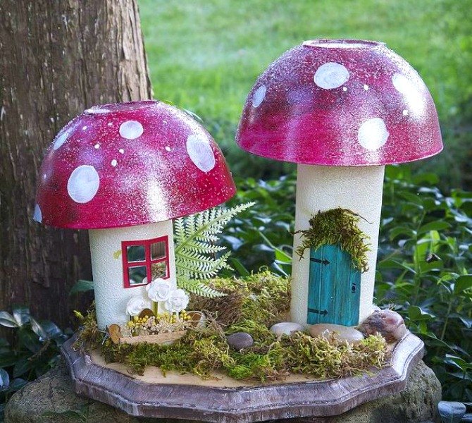 10 insanely creative ways to use pool noodles outside the pool, Create mushroom homes for garden decor