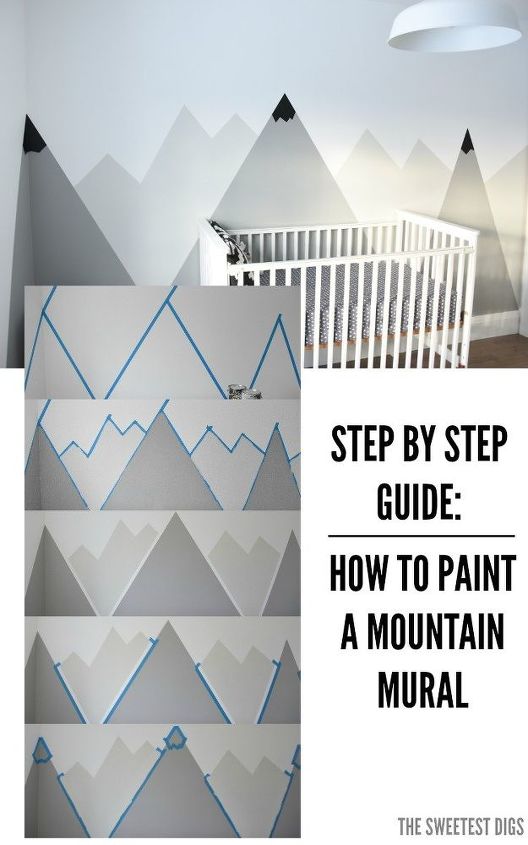 a nursery diy mountain mural, bedroom ideas, how to, painting, wall decor