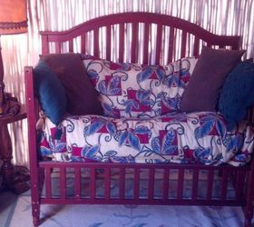 baby bed transformed into love seat bench, diy, painted furniture, repurposing upcycling, woodworking projects