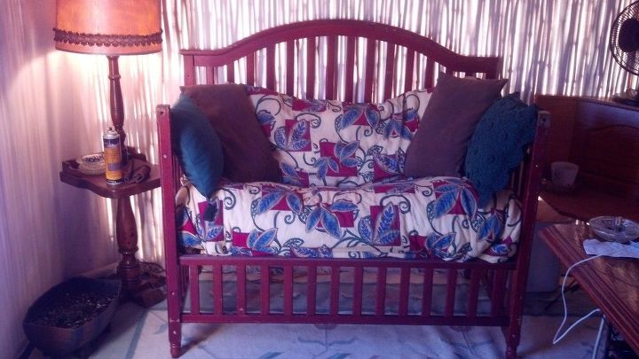 baby bed transformed into love seat bench, diy, painted furniture, repurposing upcycling, woodworking projects