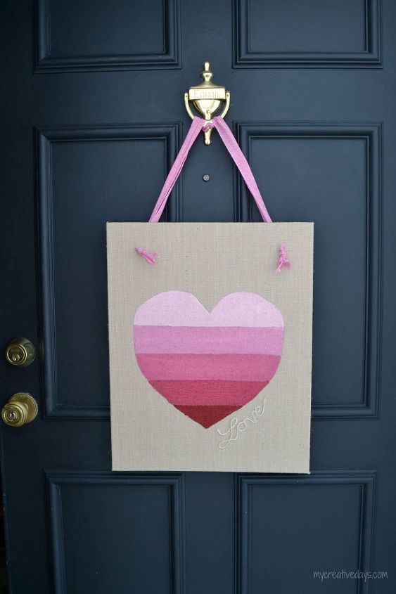 ombre heart on burlap, crafts, seasonal holiday decor, valentines day ideas
