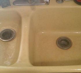q old sink stains, cleaning tips, kitchen design, Embedded ground in stains