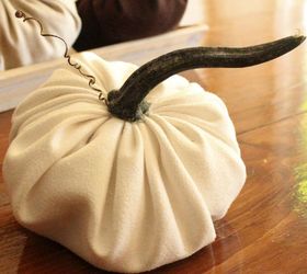 plush pumpkins tutorial, crafts, seasonal holiday decor, Glue the stalk to the top to cover the hole
