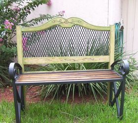 headboard garden bench, diy, outdoor furniture, outdoor living, painted furniture, repurposing upcycling, The finished bench