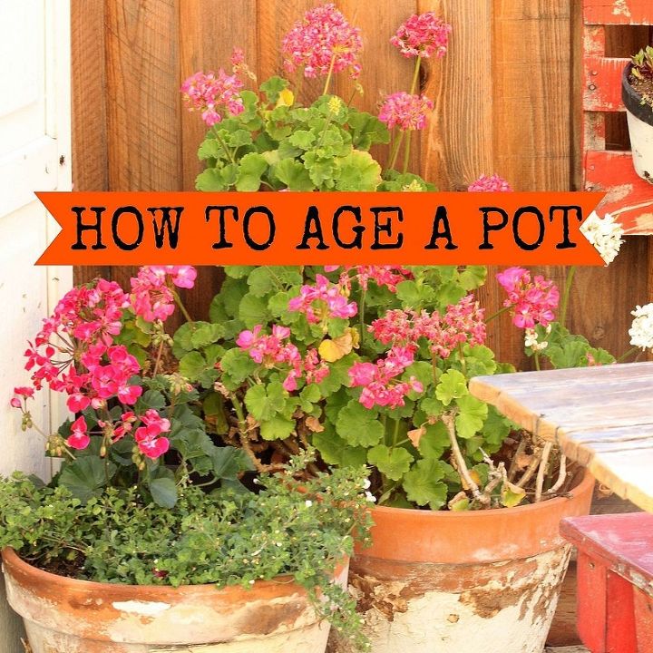 painting furniture home decor diy crafts humor, outdoor furniture, painted furniture, repurposing upcycling, Using old Terra Cotta pots and Joint Compound you can create your own chippy aged pots that only get better each year