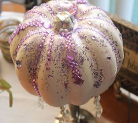 playing with dollar store pumpkins, crafts, seasonal holiday decor, white craft paint glitter glue rhinestones