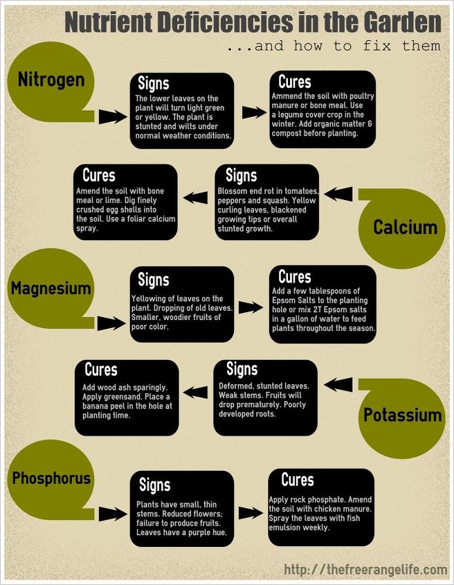 soil nutrient deficiencies, gardening, This is a simple chart to help you diagnose the nutrient deficiencies in your soil and how to fix them