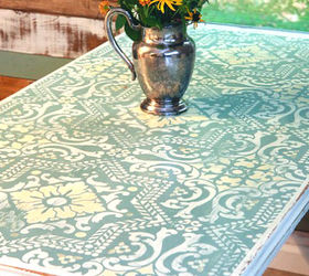 dumpster table gets a stencil and chalk paint makeover, chalk paint, painted furniture, Dumpster table got an antique Scandinavian look with chalk paint and the Lisboa stencil from Royal Design Studio