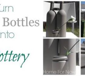 turn wine bottles into pottery, home decor, repurposing upcycling