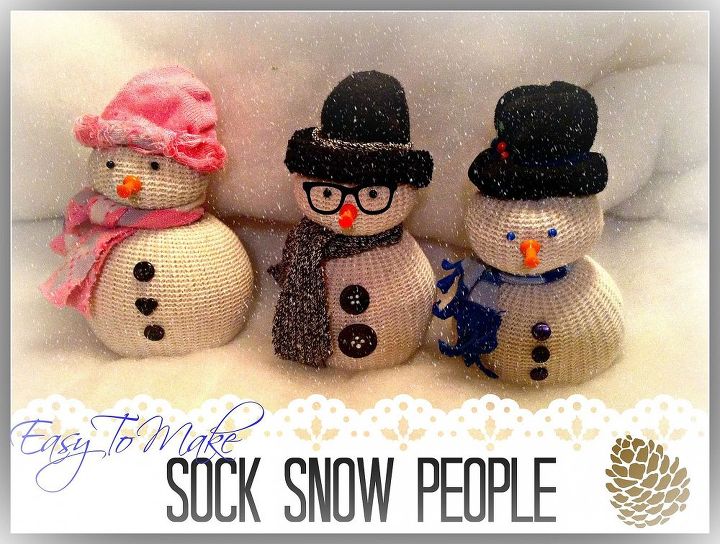 adorable sock snowmen, crafts, seasonal holiday decor, Fun easy to make snow people