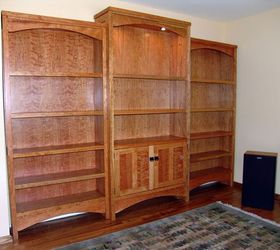 lori s bookcase, kitchen cabinets, shelving ideas, woodworking projects, semi built in bookcase in cherry