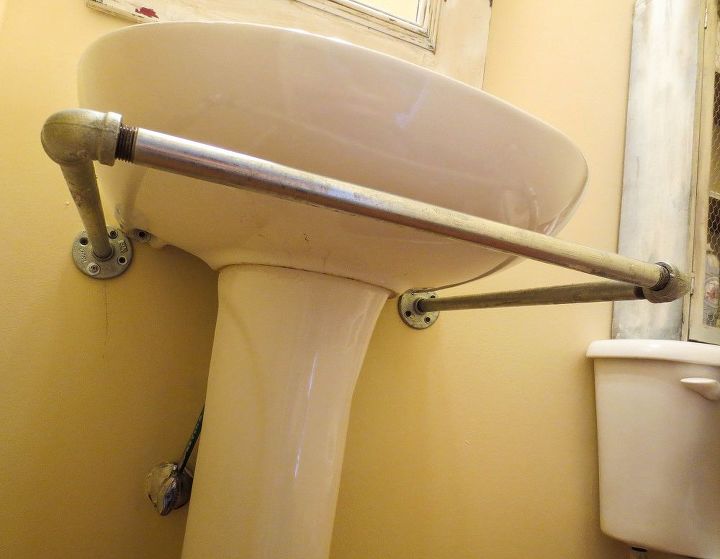 make a pedestal sink skirt rod, bathroom ideas, diy, home decor, how to, I am using a shower curtain and rings for the skirt which will come in a separate post