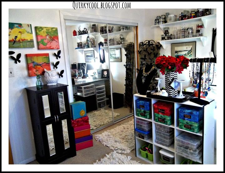 closet office craft room combination budget, craft rooms, home decor, home office, shelving ideas, storage ideas