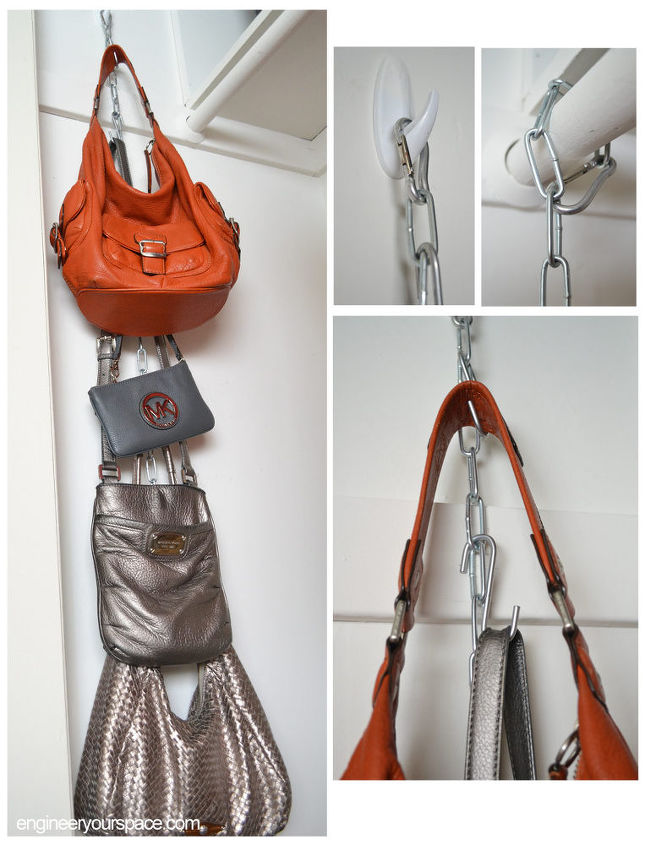 diy hanging purse organizer, closet, organizing